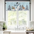 thumbnail image 5 of Christmas Snowman Valances for Windows Xmas Tree Deer Light Blue Winter Snow Scene Rod Pocket Curtain Valance Window Treatment Short Curtains for Kitchen Living Room, 54"x18", 5 of 5