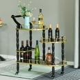thumbnail image 3 of Wood Serving Bar Cart Tea Trolley with 3 Tier Shelves and Rolling Wheels, 3 of 11