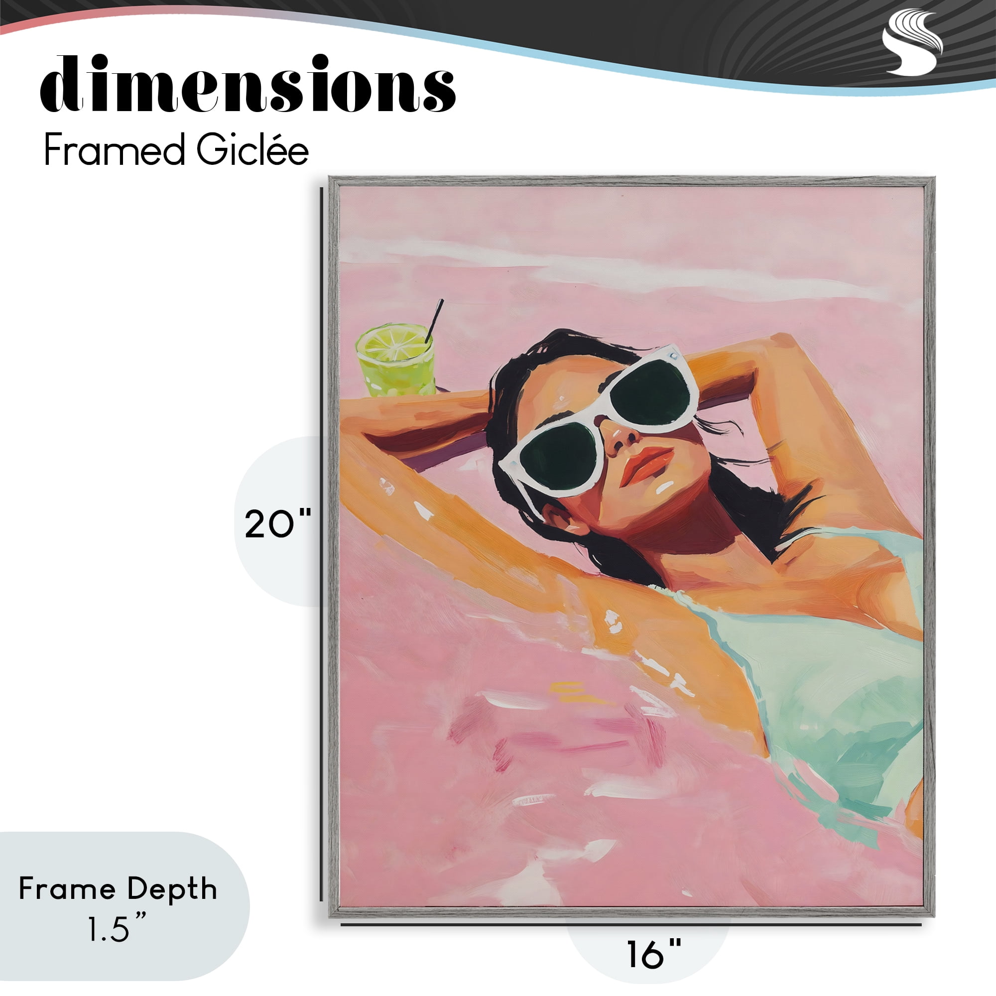 Stupell Industries Trendy Summer Girl Gray Framed Giclee Art, design by The Prints Vibe
