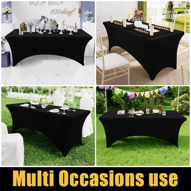 Smiry Stretch Spandex Tablecloth, 6FT, Black, 2-Pack photo 8
