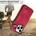 thumbnail image 7 of Dteck for iPhone 11 Pro Max Case with Card Holder, Retro PU Leather Wallet Case with Rotating Ring Kickstand, Slim Back Protective Cover Case for iPhone 11 Pro Max,Red, 7 of 7