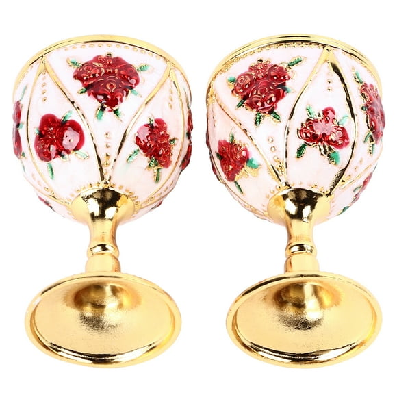 2pcs Wine Goblet, Vintage Luxurious Embossed Metal Wine Cups, Zinc Alloy Retro Decorative Goblets with Versatile Decoration, Art Craft Decoration for Coffee Tea or Wine