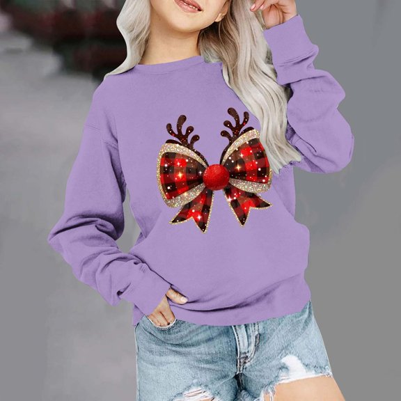 New Style Girls Sweatshirts Casual Long Sleeve Tops Round Neck Print Skin-Friendly Blouses for Girls Sweatshirts Pullovers Kids