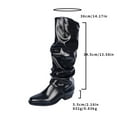 thumbnail image 6 of Aihuaihua Women's Fold Over Boots Slouchy Mid Calf Boots Chunky Heels Square Toe Pull On Booties Stacked Pleated Boot, Fall Boots for Women, 6 of 10