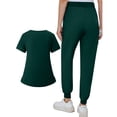thumbnail image 6 of Minjewel Women's V-Neck Zipper Short Sleeve Scrubs for Women Set with Pockets, Easy Wear & Comfortable Scrub Set for Healthcare Professionals,Army Green L, 6 of 8