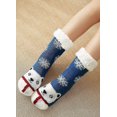 thumbnail image 3 of Slipper Socks Women Winter Warm Thermal Socks Ldies Fleece Lined Fluffy Socks No-slip Home Floor Bed Socks Girls Cute Animal Cartoon Socks Christmas S, 3 of 5