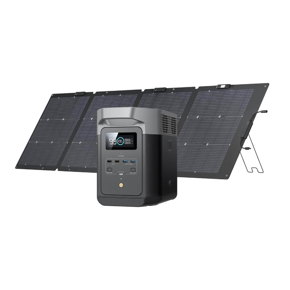 ECOFLOW Portable Power Station DELTA 2, 950Wh/1024Wh LiFePO4 (LFP) Battery, 1800W AC/100W USB-C Output, Solar Generator