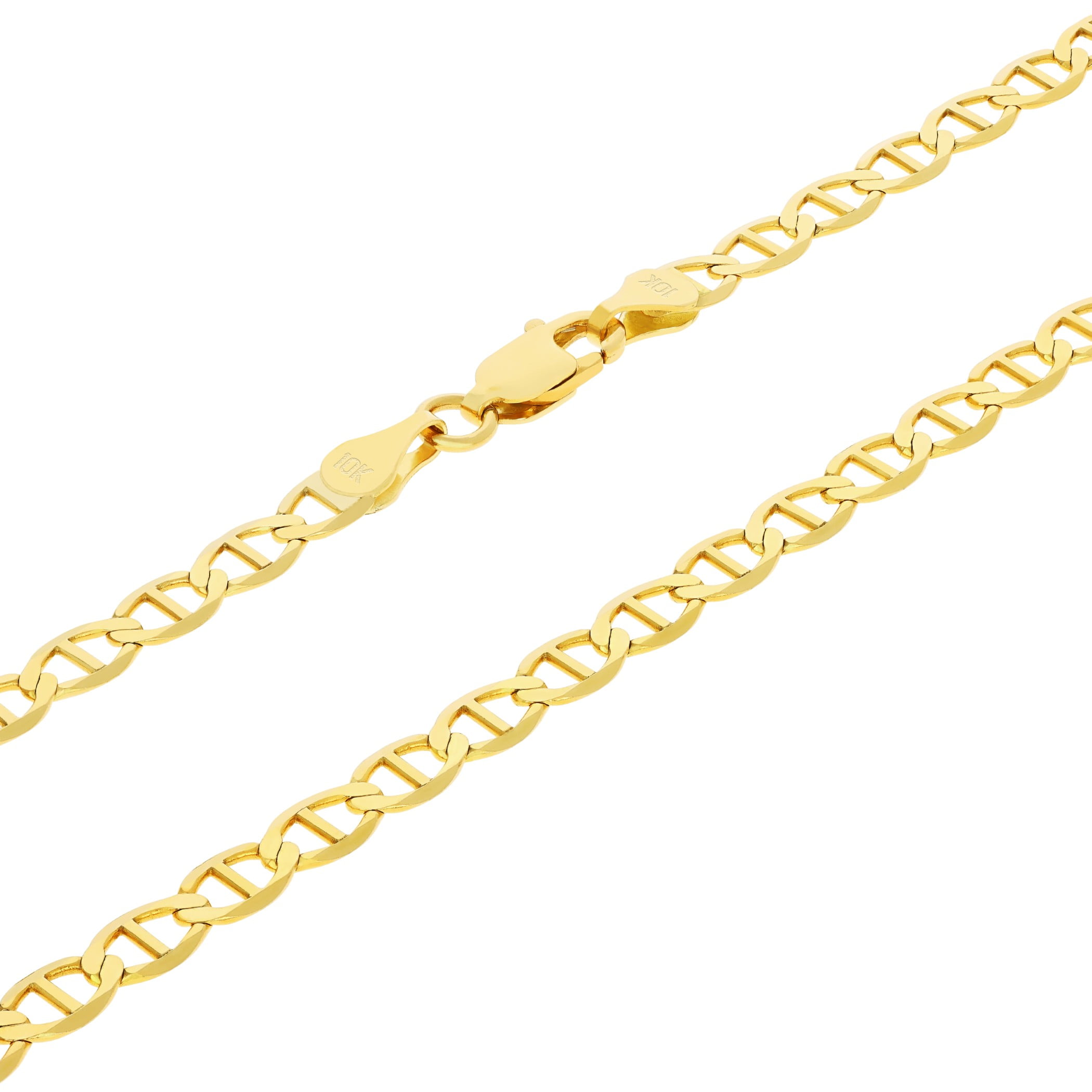 Nuragold 10k Real Yellow Gold Solid Mariner 4mm Chain Anchor Link Necklace (16"-30") Italian Jewelry for Men & Women