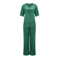 thumbnail image 4 of BLOCLOALO 2 Piece Lounge Set 3/4 Sleeve Tops Outfits Short Sleeve V Neck Tops and Wide Leg Pants Sets Loungewear Casual Summers V Neck Blouses Oversized Lounge Sets Soft Lounge Sets for Women Green S, 4 of 5