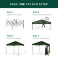 thumbnail image 3 of Best Choice Products 10x10ft Easy Setup Pop Up Canopy, Portable Tent w/ Side Wall, 1-Button Push, Case - Dark Green, 3 of 8