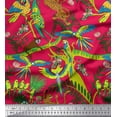 thumbnail image 1 of Soimoi Crepe Silk Fabric Branches,Parrot & Leopard Jungle Decor Fabric Printed Yard 42 Inch Wide, 1 of 1