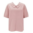 thumbnail image 3 of YVNAURA Plus Size Cotton Linen Shirt for Women Breathable Short Sleeve Blouse Loose Fit Button Down Camp Collar Top Lightweight Summer Casual Tunic 2026, Red,M, 3 of 7