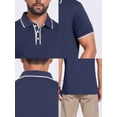 thumbnail image 7 of DARING DIVA Men's Contrast Trim Short Sleeve Button Closure Polo Shirts 2XL Navy Blue, 7 of 7