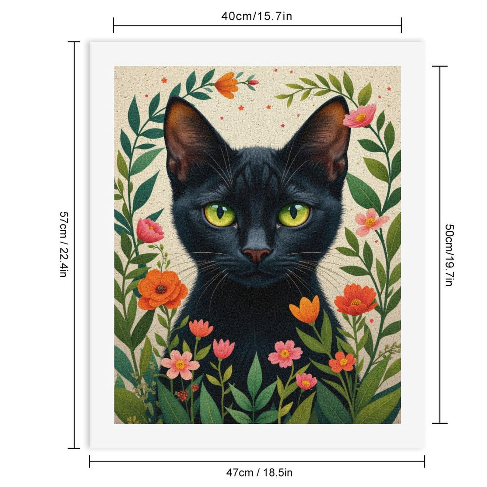 Paint by Numbers Kit for Adults, Cat Portrait With Flowers Paint by Numbers, Easy Paint by Numbers Kit for Adults Beginner, DIY Adult Paint by Number Kits on Canvas, Home Decor