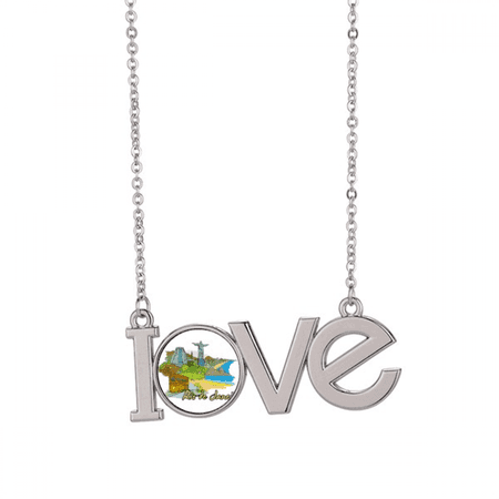 hand-painted brazil rio de janeiro love necklace pendant charm jewelry