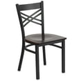 thumbnail image 2 of Flash Furniture HERCULES Series Black ''X'' Back Metal Restaurant Chair - Walnut Wood Seat, 2 of 11