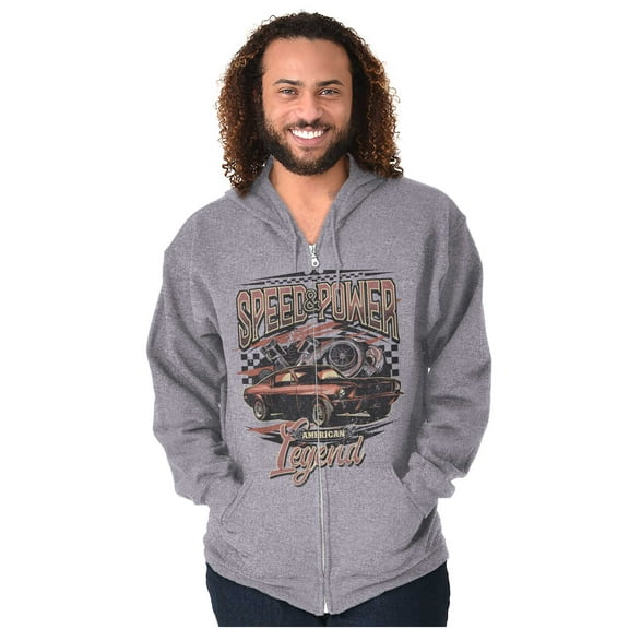 Speed Power American Legend Racecar Unisex Fleece Graphic Zip Up Hoodie Brisco Brands 2X