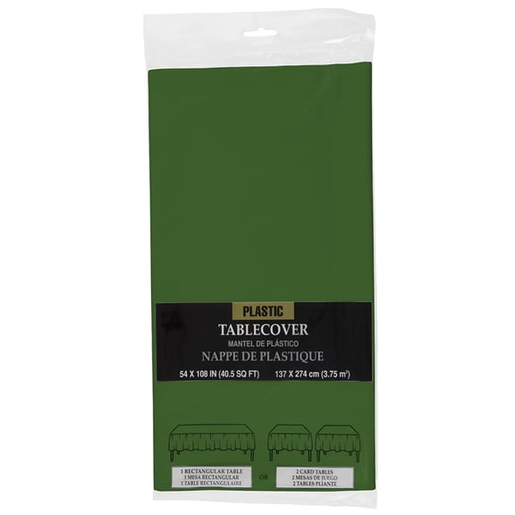 JAM Paper Plastic Table Cover, Green Tablecloth, 1/Pack