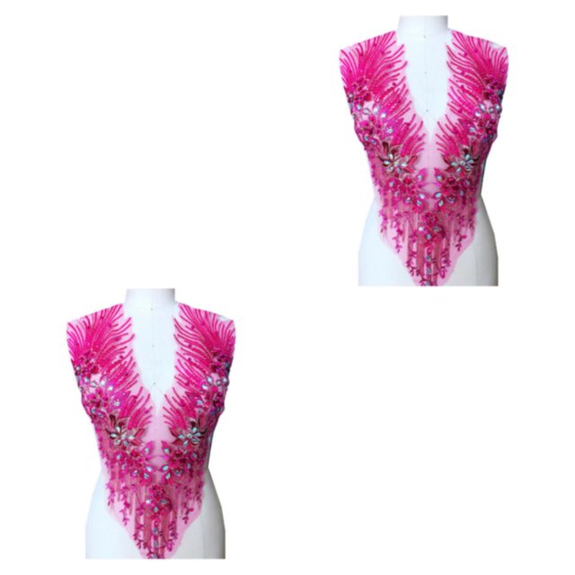 maskred Appliqué en Dentelle Robuste et Durable avec Perles 3D et Strass avec Matériaux Robustes et Durables Plusieurs Couleurs Rouge rose un 2ensemble