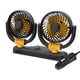 thumbnail image 3 of Ventilador plegable de doble cabezal para coche, accesorio giratorio de 360 ​​grados, portátil, para refrigeración de coche. Amarillo 12V, 3 of 9