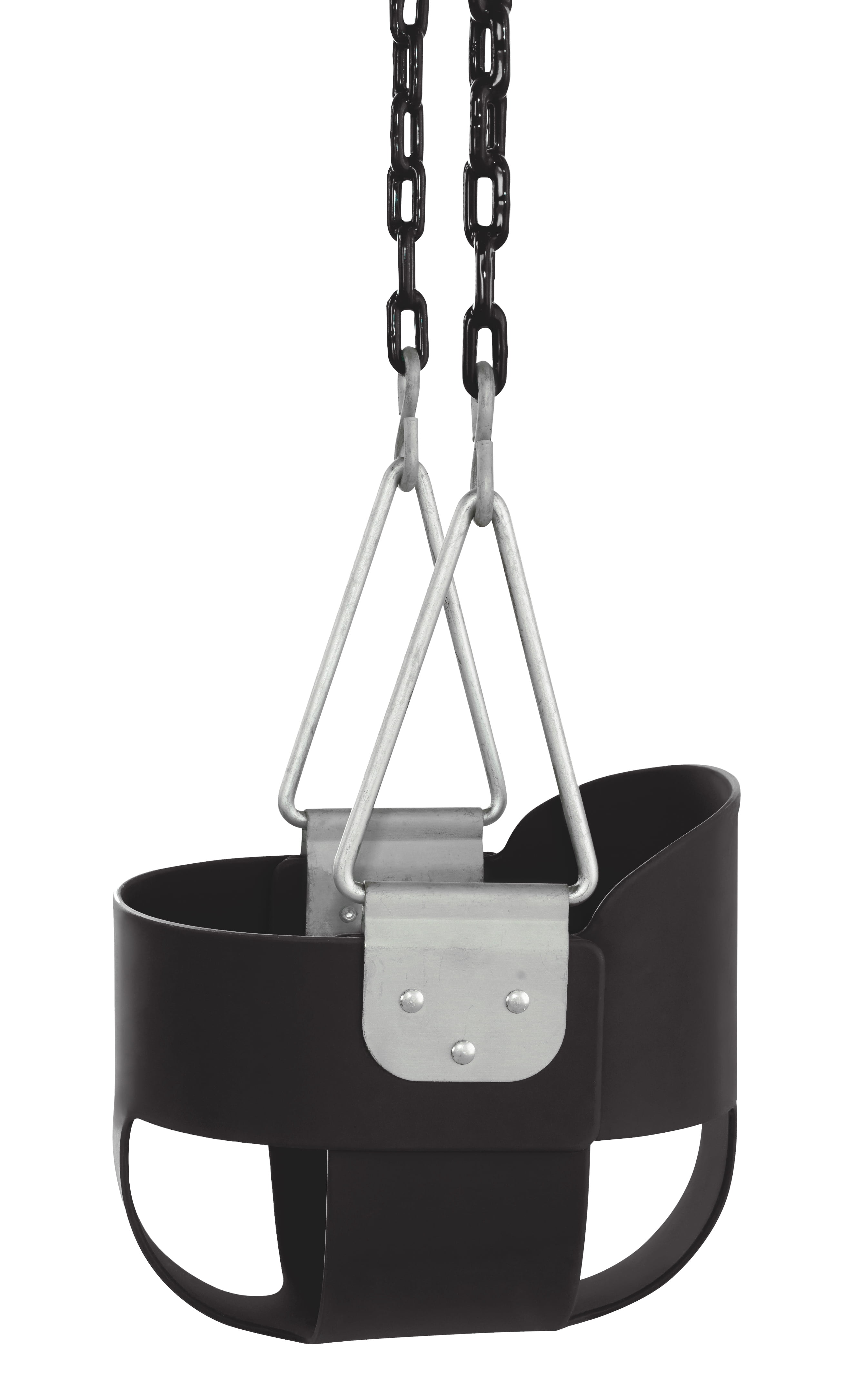Outdoor Heights High Back Full Bucket Toddler & Baby Swing Set for Backyard Swing with Vinyl Coated Chain (2, Black)