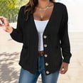 thumbnail image 2 of Fiaer Womens Button Down V-Neck Cardigan Sweraters Loose Long Sleeve Solid Color Casual Tops Black M, 2 of 4