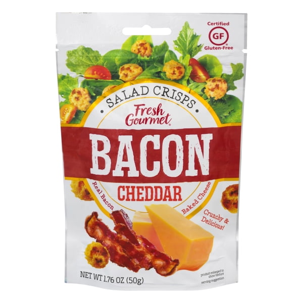 Fresh Gourmet Bacon Cheddar Cheese Crisps For Salad Toppings, 1.76 oz