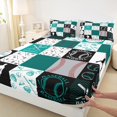 thumbnail image 3 of Manfei Teens Baseball Player Bed Sheets, Square Plaid King Sheets, Cartoon Sport Theme Sheet Set, Microfiber Bedroom Decor, 4 Pieces, 3 of 7