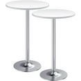 thumbnail image 1 of Homall 2-Pieces Bistro Pub Table Round Bar Height Cocktail Table Metal Base MDF Top Obsidian Table with Black Leg 23.8-Inch Top, 39.5-Inch Height, White, 1 of 1