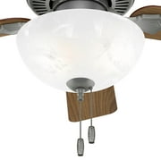 Hunter - Swanson Indoor Ceiling Fan With Light, 44-inch, Matte Silver, Casual-style, 3-speed WhisperWind Motor, 50904, for living rooms, bedrooms, home offices, kitchens
