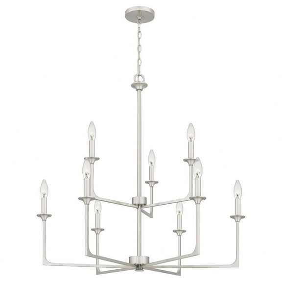 PRC5232BN Quoizel Lighting Prescott - 9 Light Chandelier In Transitional Style-33 Inches Tall and 32 Inches Wide-Brushed Nickel Finish    -Traditional