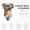 thumbnail image 4 of Vsdgher Sailing Dancing Dolphin Prinr Short Sleeve Body suit for Womens, Sexy Onesie One Piece Round Neck Bodysuit Shapewear Tummy Control-XX-Large, 4 of 7
