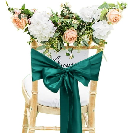 

Trimming Shop Satin Chair Sash Band 7x108 Emerald Green Wedding Chair Bows Ribbon for Banquet Party Decoration - 25pcs