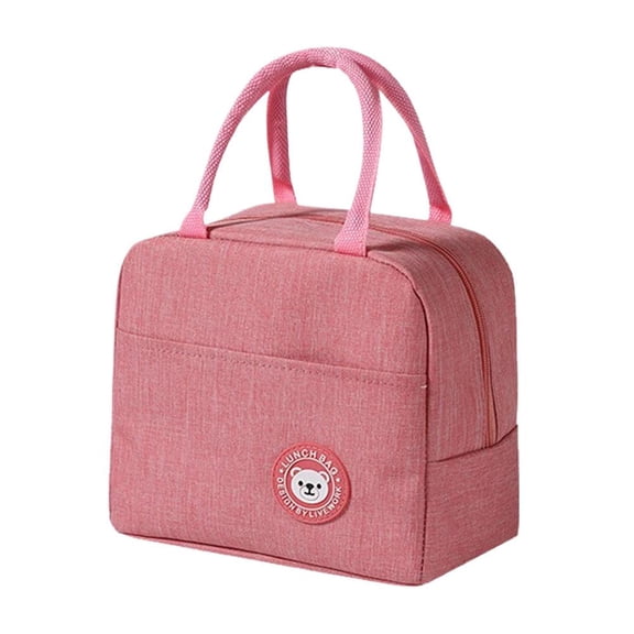 Insulated Lunch Bag for Women & Men, Reusable Thermal Lunch Box Tote, Leakproof Oxford Lunch Cooler Bag with Front Pocket for Work, School & Travel (Pink)