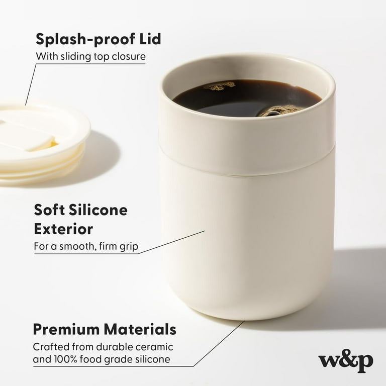 W&P Porter Ceramic Mug w/ Protective Silicone Sleeve, Charcoal 12
