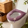 thumbnail image 4 of Gourd-Shaped Plush Toilet Seat Cover | Winter Bathroom Mat | Soft Fleece Fabric | Purple, Gray, Pink | 42x37cm | 1-Pack, 4 of 6