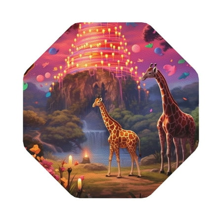 

Matuu Lantern Giraffes Magical Forest for Cup Coasters Set of 6 Leather Coasters Desk Coasters for Office Measures 4” x 4” Octagon