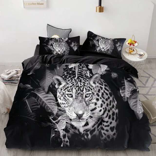 3PCS Wolf Tiger Lion Animal Pattern Bedding Sets Home Bedclothes Super King Cover Pillowcase Comforter Polyester Bedding Set