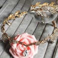 thumbnail image 3 of Diadema de boda con hojas de cristal, diadema nupcial para dama de honor, banda para la frente, corona de Tiara nupcial con diamantes de imitación (dorado), 3 of 5