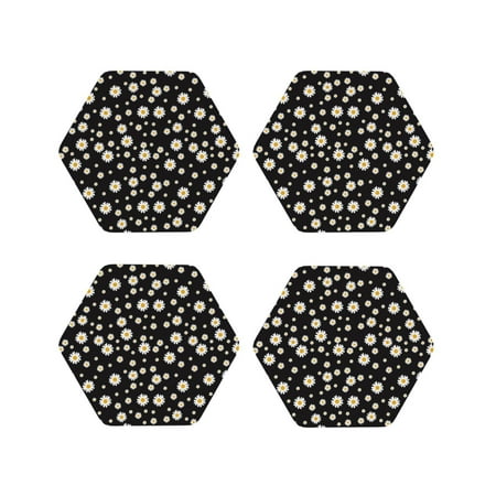 

Matuu Daisy for Cup Coasters Set of 4 Leather Coasters Desk Coasters for Office Measures 4” x 4”-Hexagon