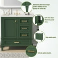 thumbnail image 4 of 30" Bathroom Vanity, Modern Bathroom Cabinet with Sink Combo Set, Bathroom Storage Cabinet with a Soft Closing Door and 3 Drawers, Solid Wood Frame, Faucet Not Include, Green, 4 of 9