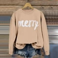 thumbnail image 4 of Graphic Sweatshirts For Women Loose Cute Merry Funny Xmas Letter Printed Long Sleeve Christmas Shirts Casual Comfortable Holiday Pullover Tops Fall Winter Loungewear Outfits Clothes Khaki M, 4 of 6