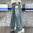 thumbnail image 4 of Gubotare Baggy Jeans for Boys Kids Boys Jeans Baggy Vintage Straight Leg Denim Cargo Pants Size 12-14 (Blue,12-14 Years), 4 of 9
