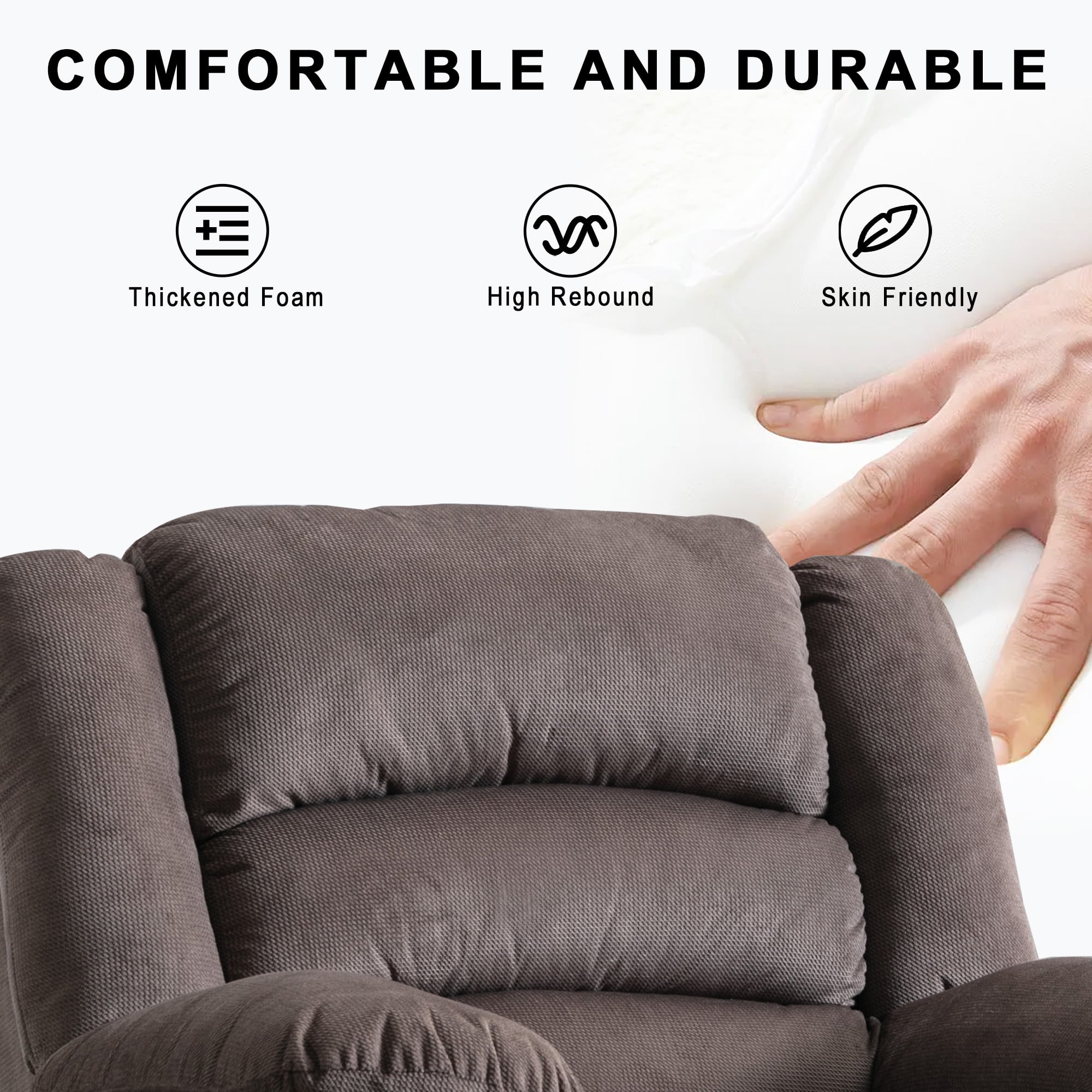 Bonzy Home Power Recliner Chair for Big and Tall，Single Sofa for Living Room Chair，Brown