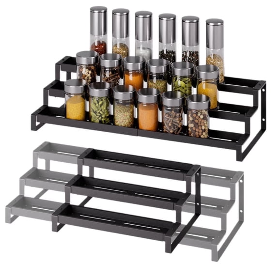 JOWBOOW Expandable Spice Rack 3 Tier Black
