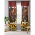 thumbnail image 5 of Sheer Curtains 84 Inches Long, Chicken Sunflowers Semi Sheer Curtains Light Filtering Window Treatment, Country Farm Animal Red Wooden Grain Privacy Voile Drapes for Living Room Bedroom 52x84 Inch, 5 of 7