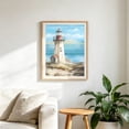 thumbnail image 2 of BYGFHLYW Diamond Art Kits for Adults, Watercolor Lighthouse Beach 5D Full Round Drill DIY Diamond Painting, Coastal Nautical Home Wall Decor, 11.8x15.8 Inch, 2 of 7
