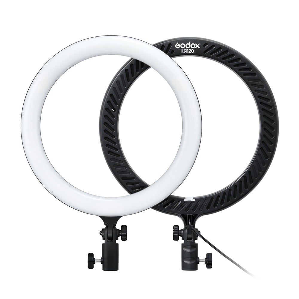 Godox LR120 12inch LED Ring Light Vlogs Dimmable 3000k-6000k LED Continuous Light for Live Stream YouTube Portrait Shooting Makeup Video with Stand and Phone Holder