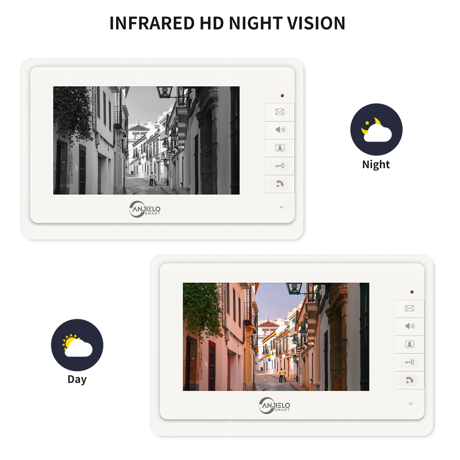 3-Unit Wired Video Apartment Intercom System with 7-Inch Monitors, Indoor/Outdoor Video Doorbell, ID Card Unlock, and Two-Way Audio