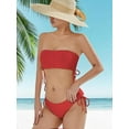 thumbnail image 4 of Scacto Women's Two Piece Swimsuit Bathing Suit Tie Side Ribbed Bandeau Bikini Set Swimwear Shoulders Push-up Bathing Suits, 4 of 6